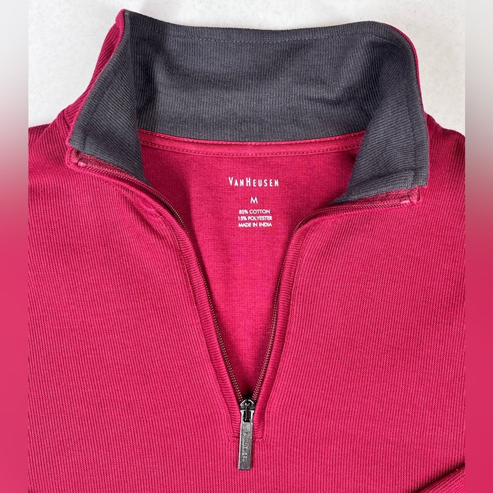 Van Heusen Men’s Medium Red 1/4 Zip Top. - Picture 5 of 10